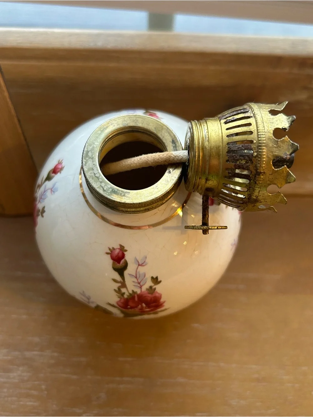 Vintage Chadwick Floral Ceramic Oil Lamp - Japan Circa - 1950-1960